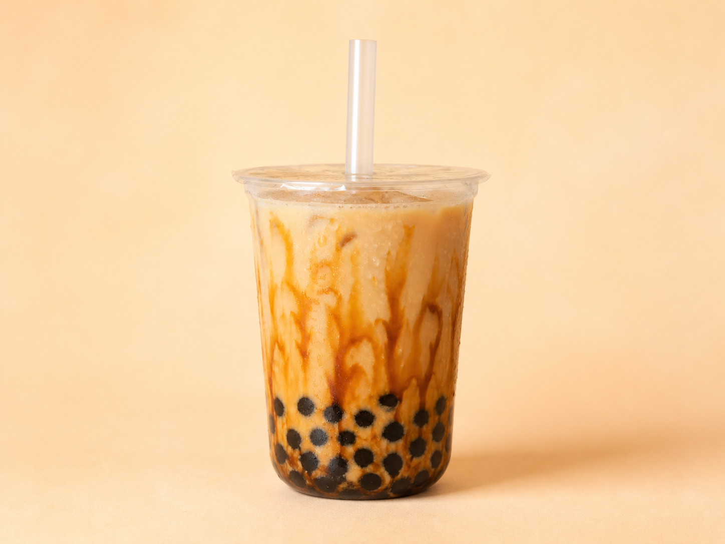 Classic brown sugar bubble tea with tapioca pearls